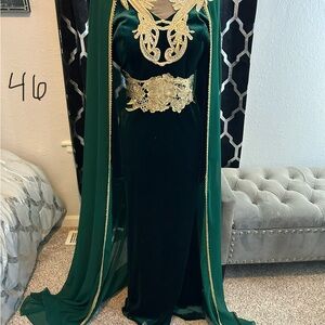 Elegant Green and Gold Women's Dress